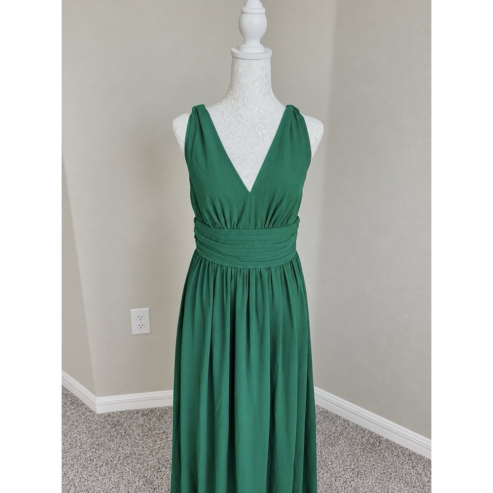 Ever Pretty Dark Green Chiffon Empire Waist Sleeveless Pleated Gown Size 6 - New